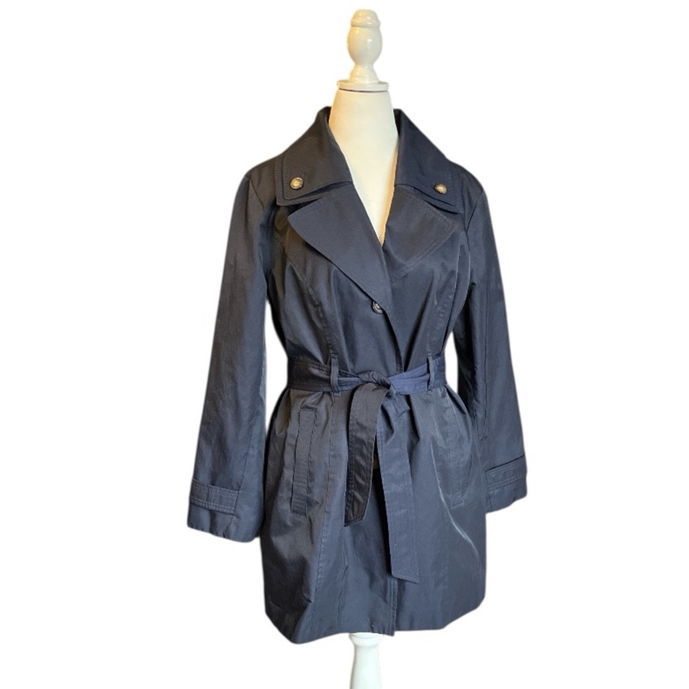 London Fog Navy Wide Lapel Trenchcoat - Picture 5 of 7